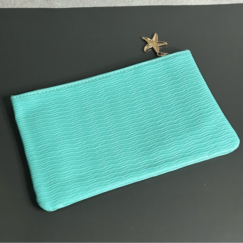 Ipsy Aqua Wave Pouch with Gold Starfish Charm